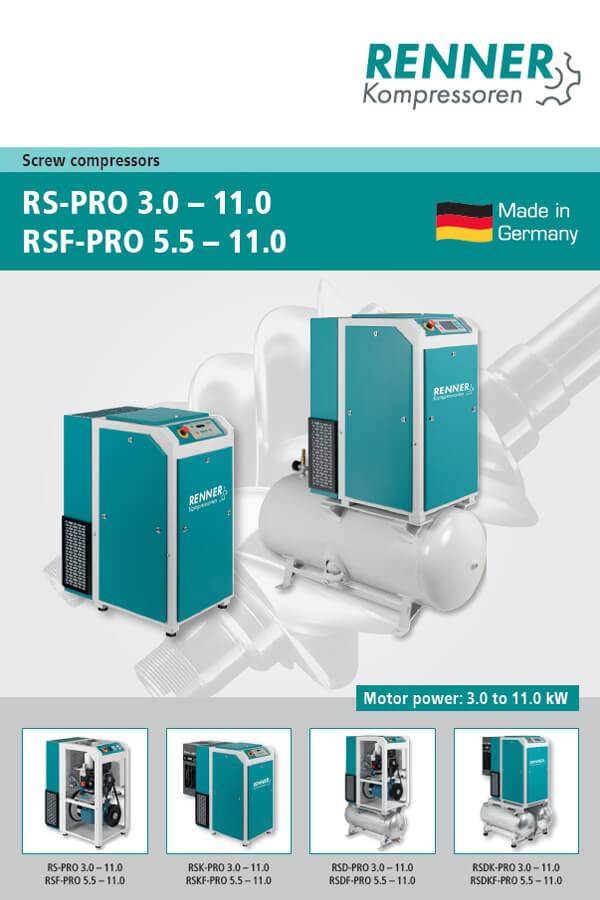 Renner винтови компресори RS PRO 3-11kW, RSF-PRO 5.5-11 kW