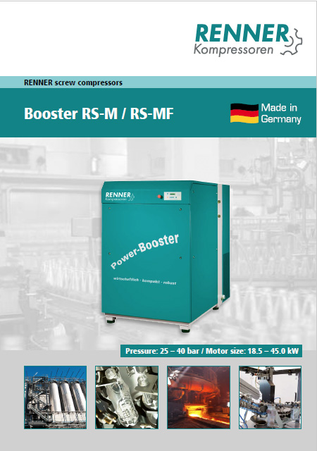 Renner винтови бустери RS(F)-М, налягане 25–40 bar и мощност: 18.5– 45 kW