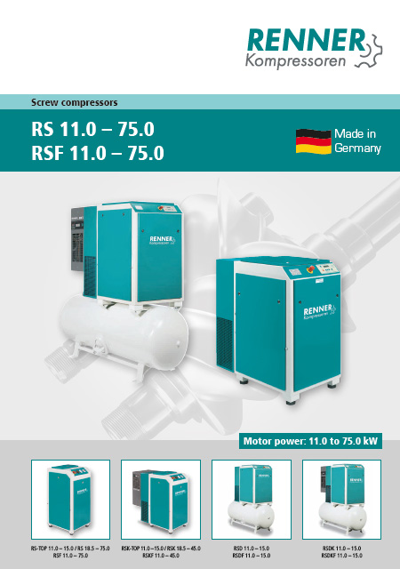 Renner винтови компресори RS(F), 11-75kW